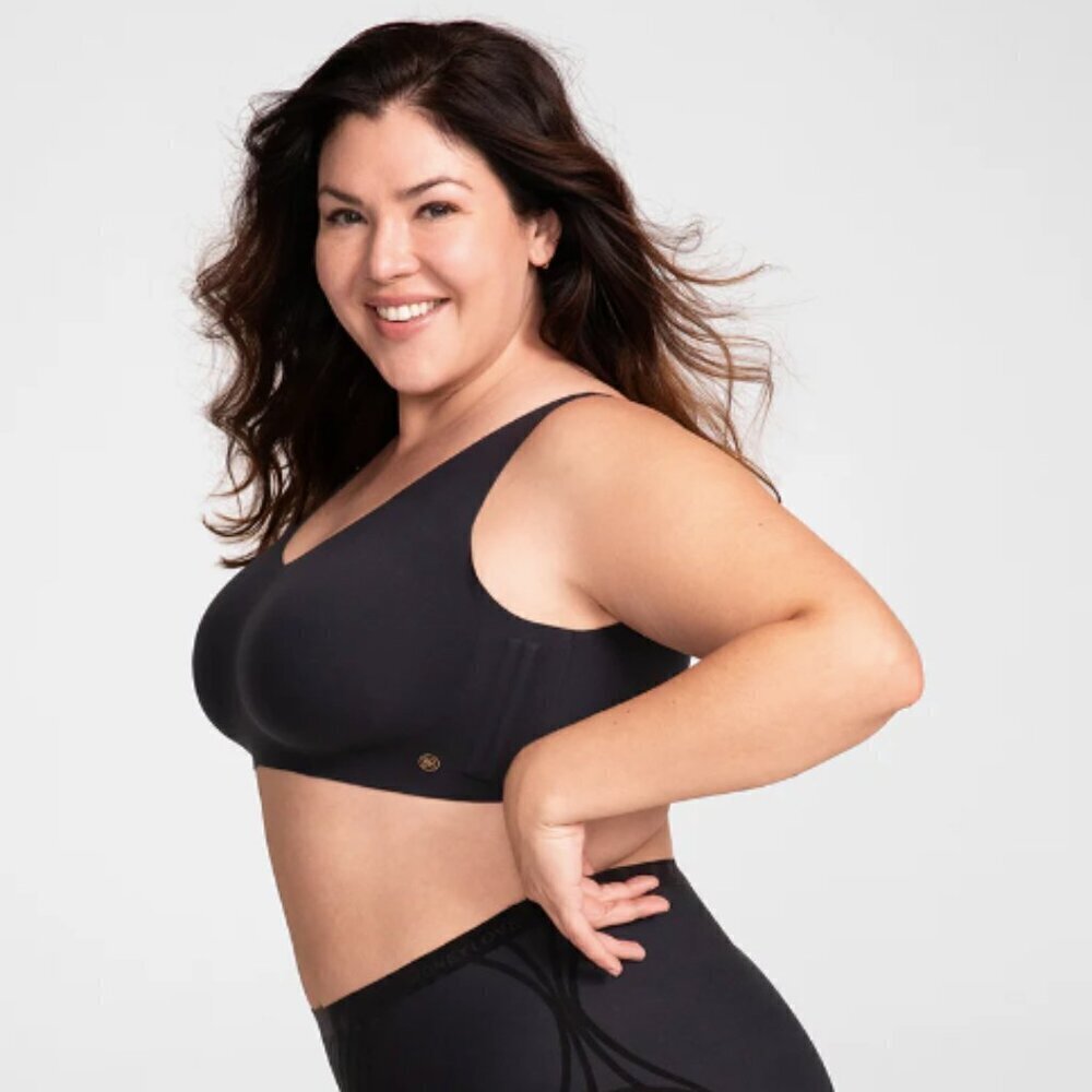 Honeylove V Neck Bra Vamp Black 1X Smoothing